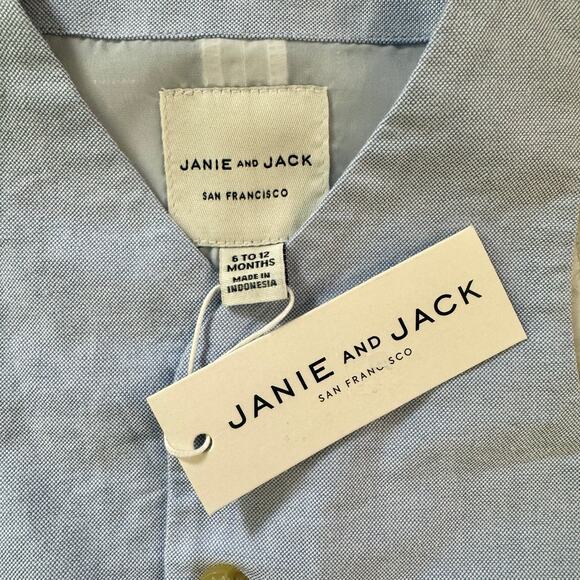 Janie and Jack Oxford Cotton Vest in Zen Blue - Picture 6 of 7